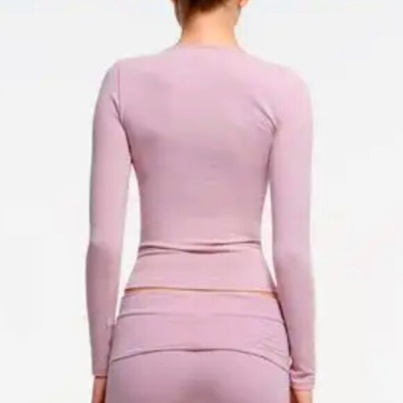 SKIMS  Cotton Jersey Scoop Neck Long Sleeve Top in Dusk, S NWT - Picture 2 of 6